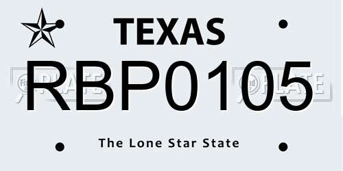 RBP0105 Texas License Plate