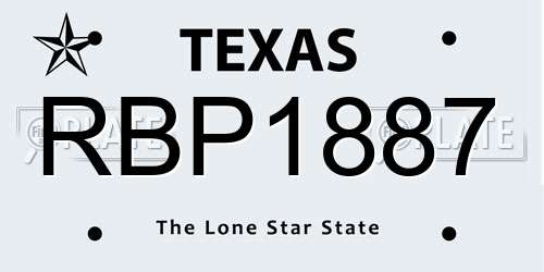 RBP1887 Texas License Plate