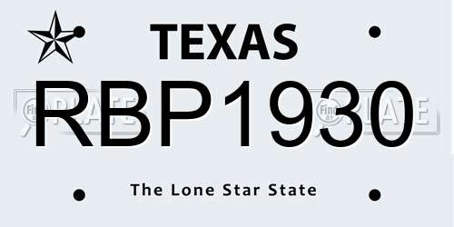 RBP1930 Texas License Plate