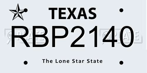 RBP2140 Texas License Plate