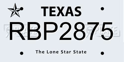 RBP2875 Texas License Plate