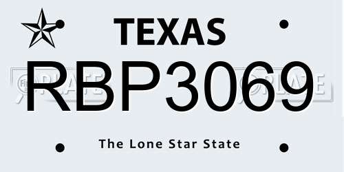 RBP3069 Texas License Plate