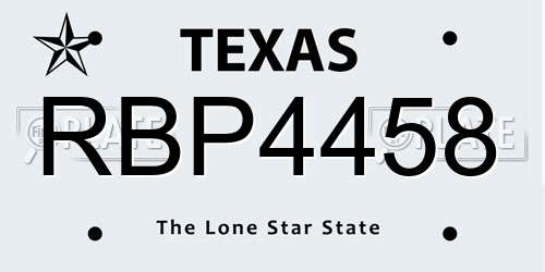 RBP4458 Texas License Plate