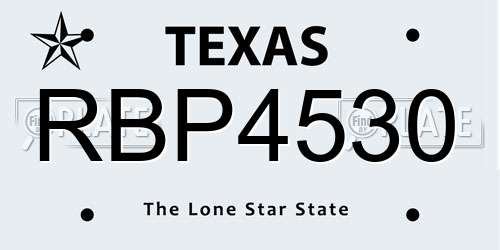 RBP4530 Texas License Plate