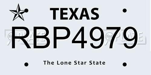 RBP4979 Texas License Plate