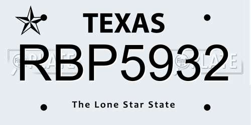 RBP5932 Texas License Plate
