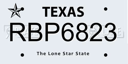 RBP6823 Texas License Plate