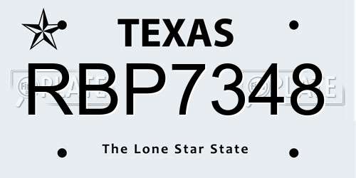 RBP7348 Texas License Plate