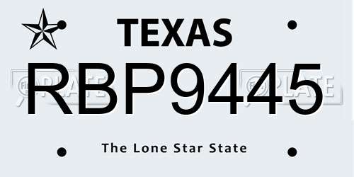 RBP9445 Texas License Plate