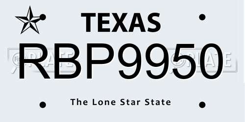 RBP9950 Texas License Plate