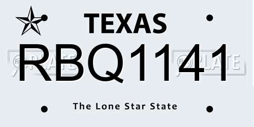 RBQ1141 Texas License Plate