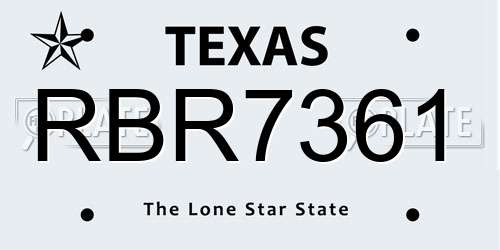 RBR7361 Texas License Plate