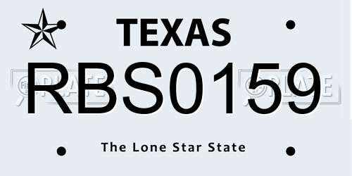 RBS0159 Texas License Plate