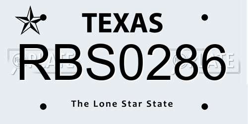RBS0286 Texas License Plate
