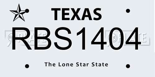 RBS1404 Texas License Plate
