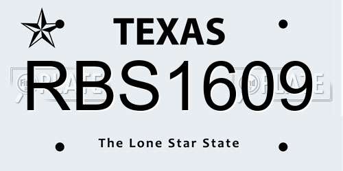 RBS1609 Texas License Plate