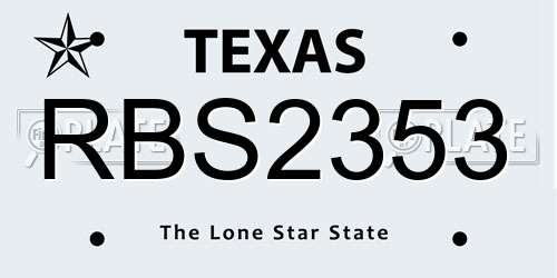 RBS2353 Texas License Plate