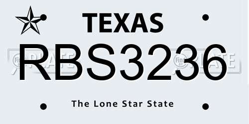 RBS3236 Texas License Plate
