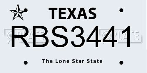 RBS3441 Texas License Plate