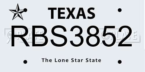 RBS3852 Texas License Plate