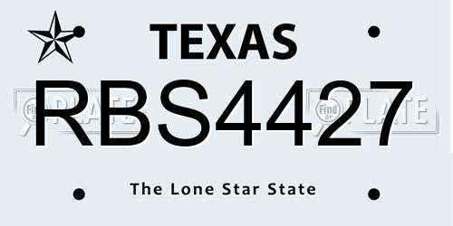 RBS4427 Texas License Plate