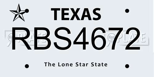 RBS4672 Texas License Plate