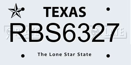 RBS6327 Texas License Plate