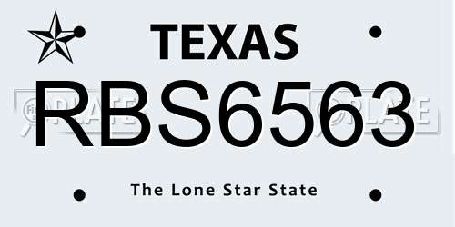 RBS6563 Texas License Plate