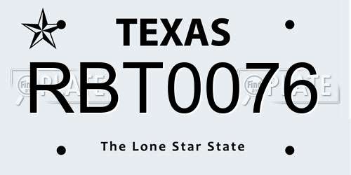 RBT0076 Texas License Plate