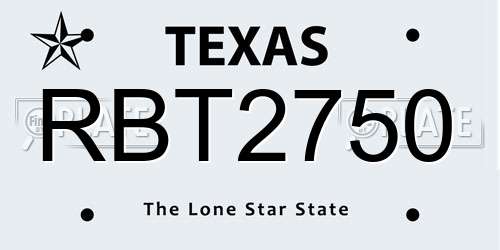 RBT2750 Texas License Plate