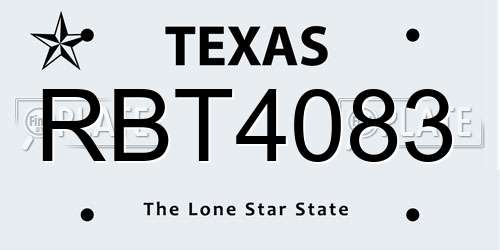 RBT4083 Texas License Plate