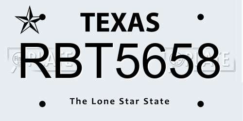 RBT5658 Texas License Plate