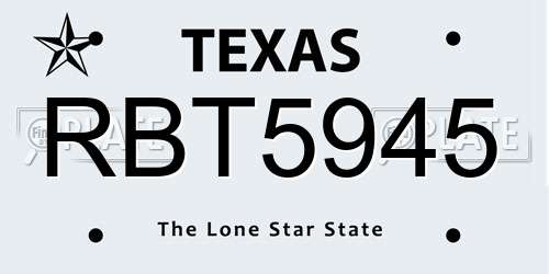 RBT5945 Texas License Plate