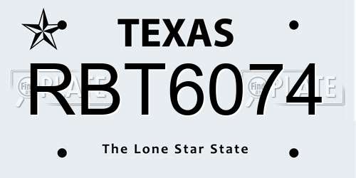 RBT6074 Texas License Plate