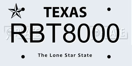 RBT8000 Texas License Plate