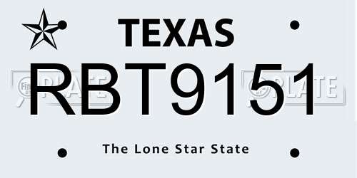 RBT9151 Texas License Plate