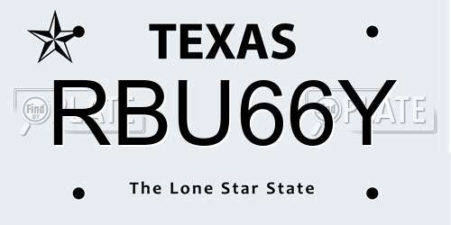 RBU66Y Texas License Plate