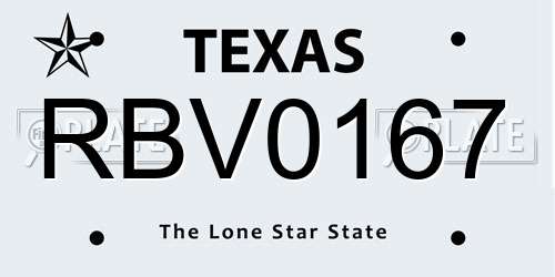 RBV0167 Texas License Plate