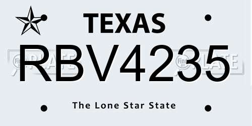 RBV4235 Texas License Plate