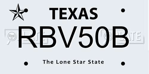 RBV50B Texas License Plate
