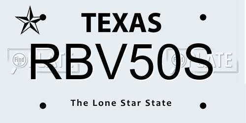 RBV50S Texas License Plate