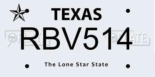 RBV514 Texas License Plate