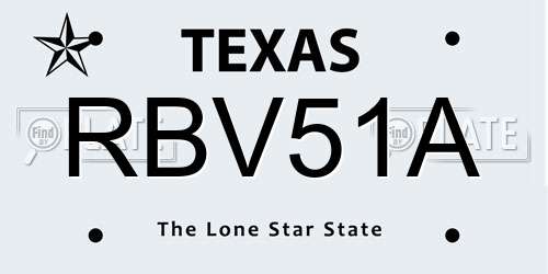 RBV51A Texas License Plate