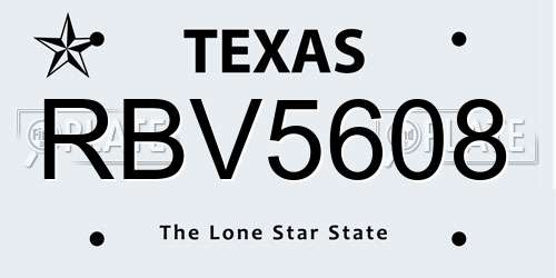RBV5608 Texas License Plate