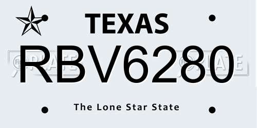 RBV6280 Texas License Plate