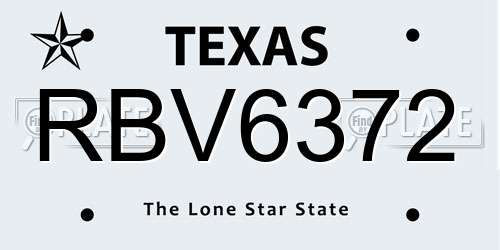 RBV6372 Texas License Plate