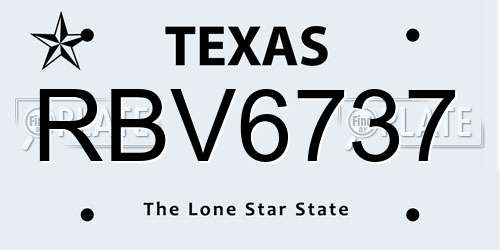 RBV6737 Texas License Plate