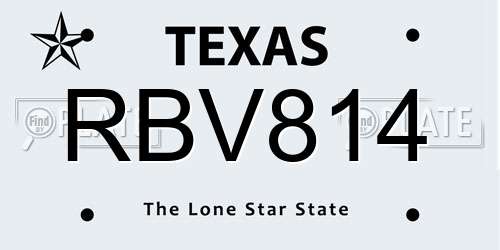 RBV814 Texas License Plate