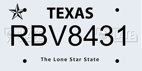RBV8431 Texas License Plate
