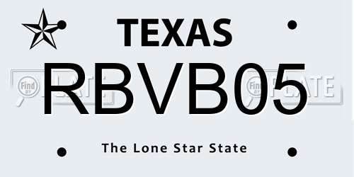 RBVB05 Texas License Plate